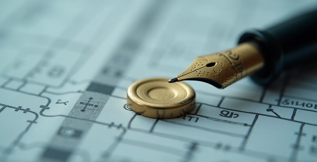 Vue macro de formulaires fiscaux avec une calculatrice et un stylo plume sur un bureau organisé