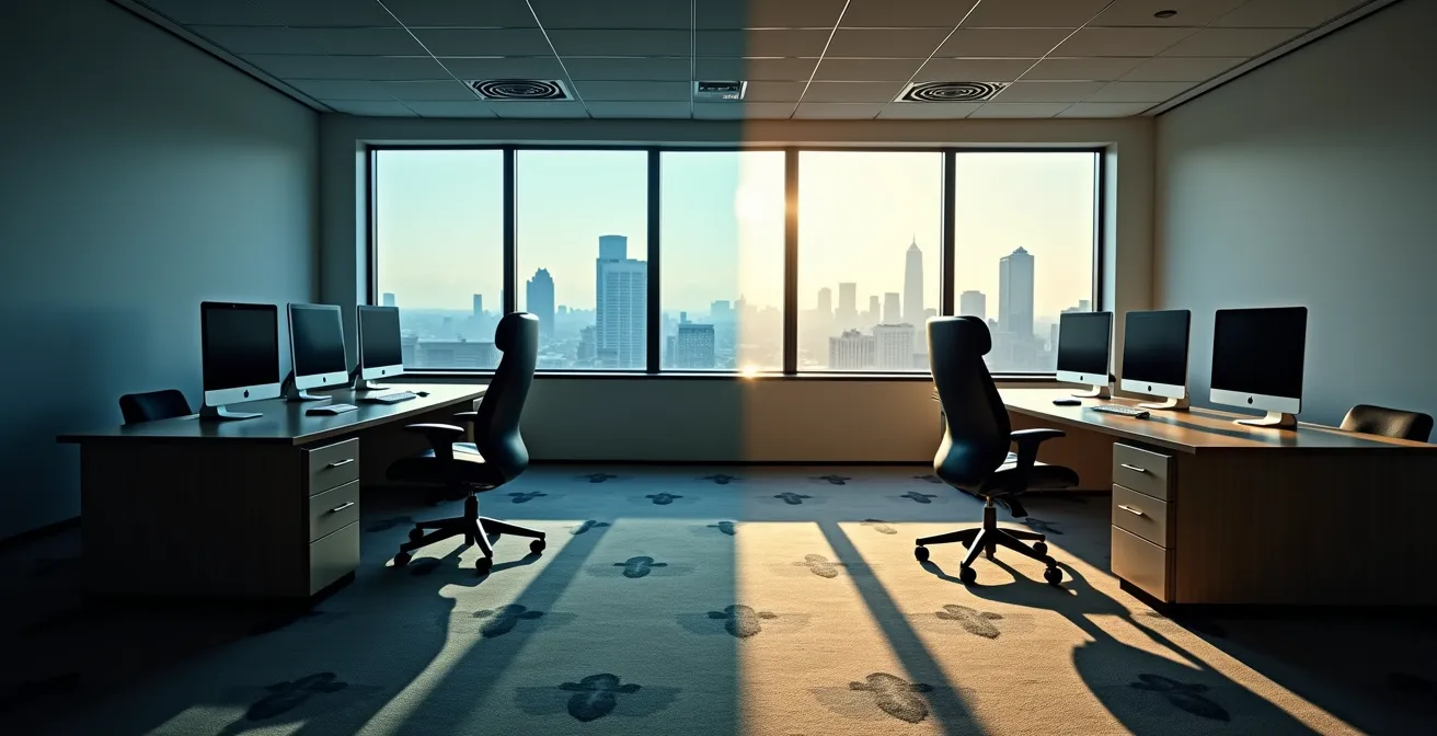 Comparaison visuelle entre assurance multirisque PME et assurance homme clé dans un environnement de bureau québécois