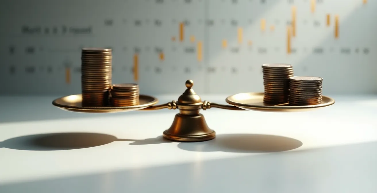 Représentation symbolique de deux approches tarifaires avec balance équilibrée