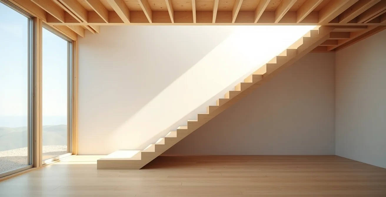 Escalier en bois représentant la stratégie d'échelonnement des CPG avec différentes échéances