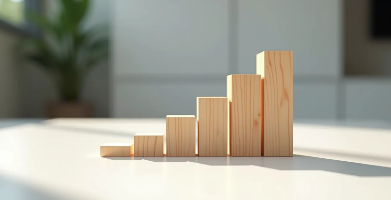 Graphique stylisé montrant l'évolution du score de crédit sur 12 mois avec une courbe descendante puis ascendante